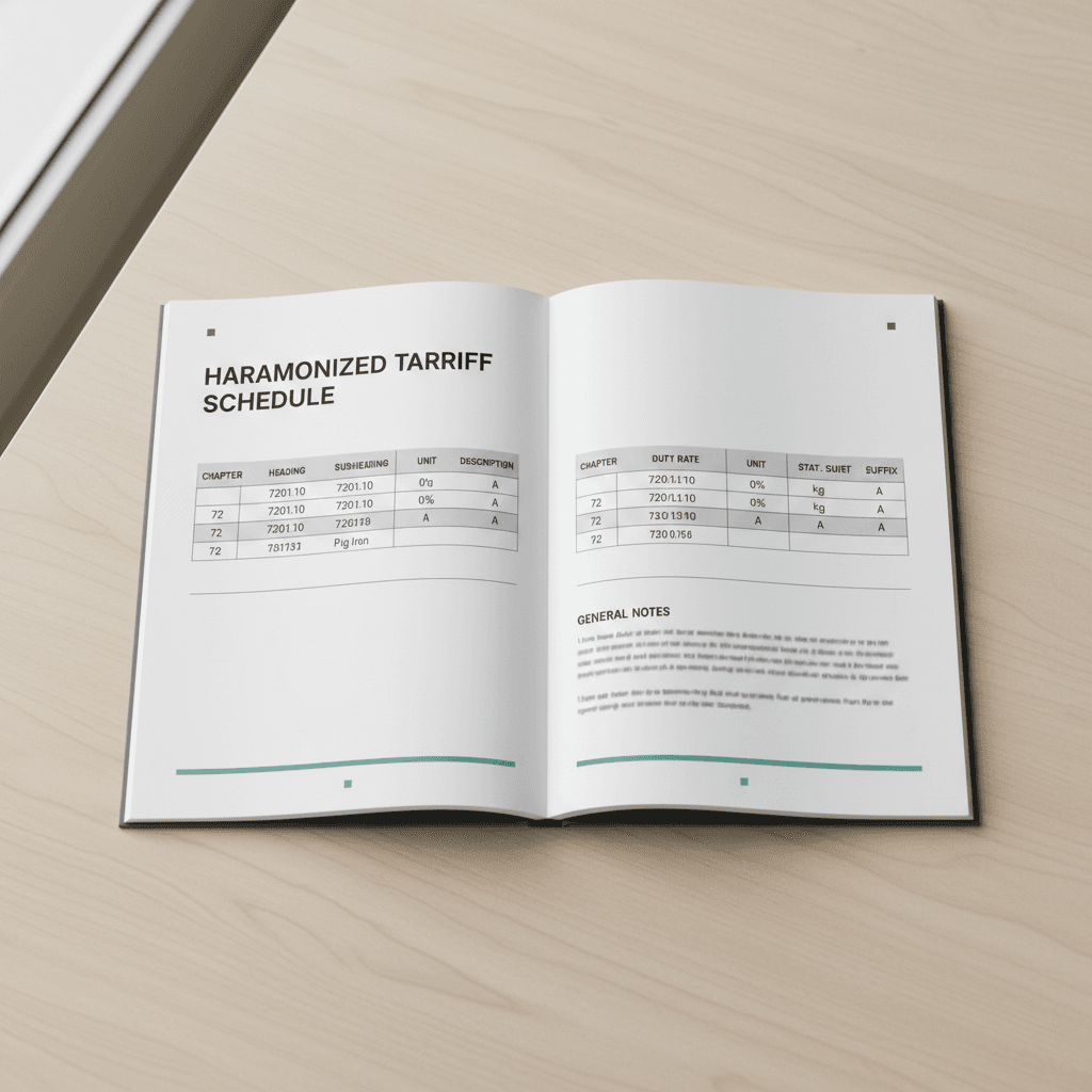 Trade tariff schedule documentation with duty classifications