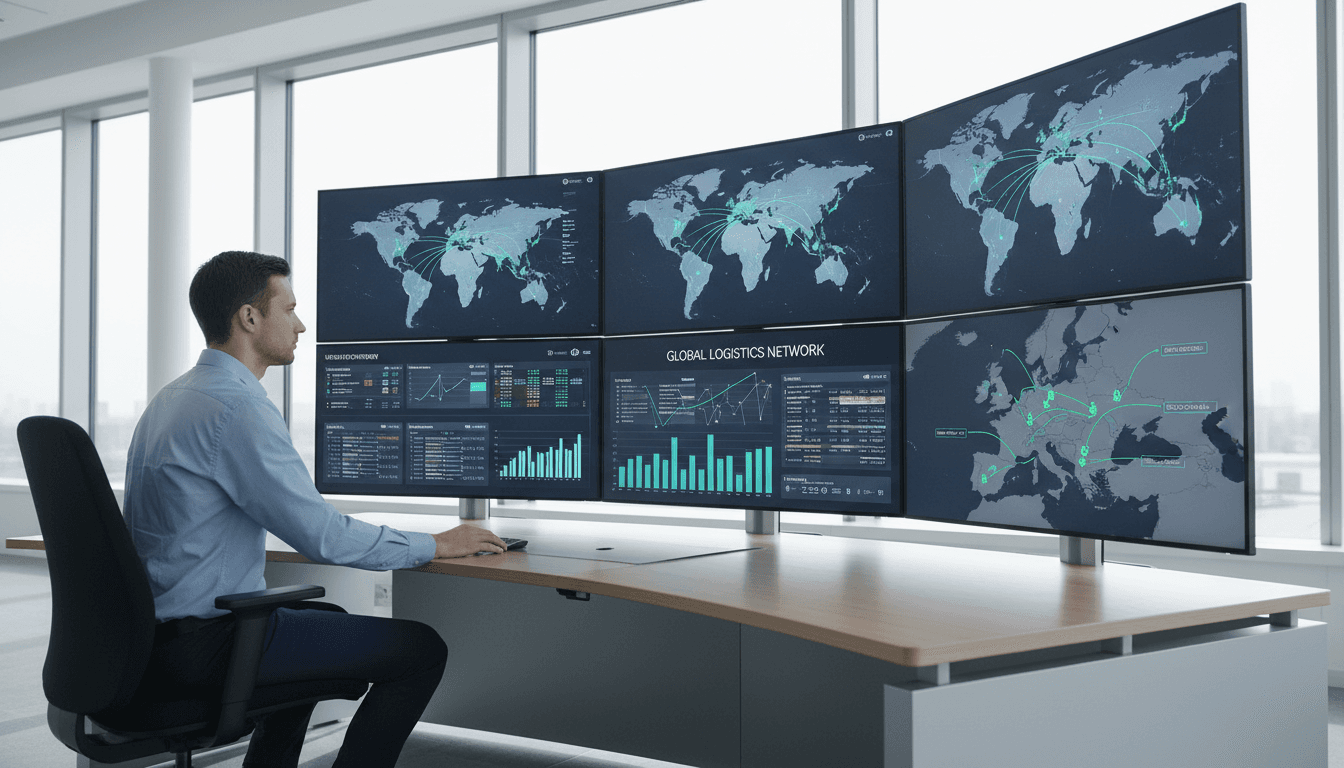 Supply chain optimization dashboard with real-time trade route tracking