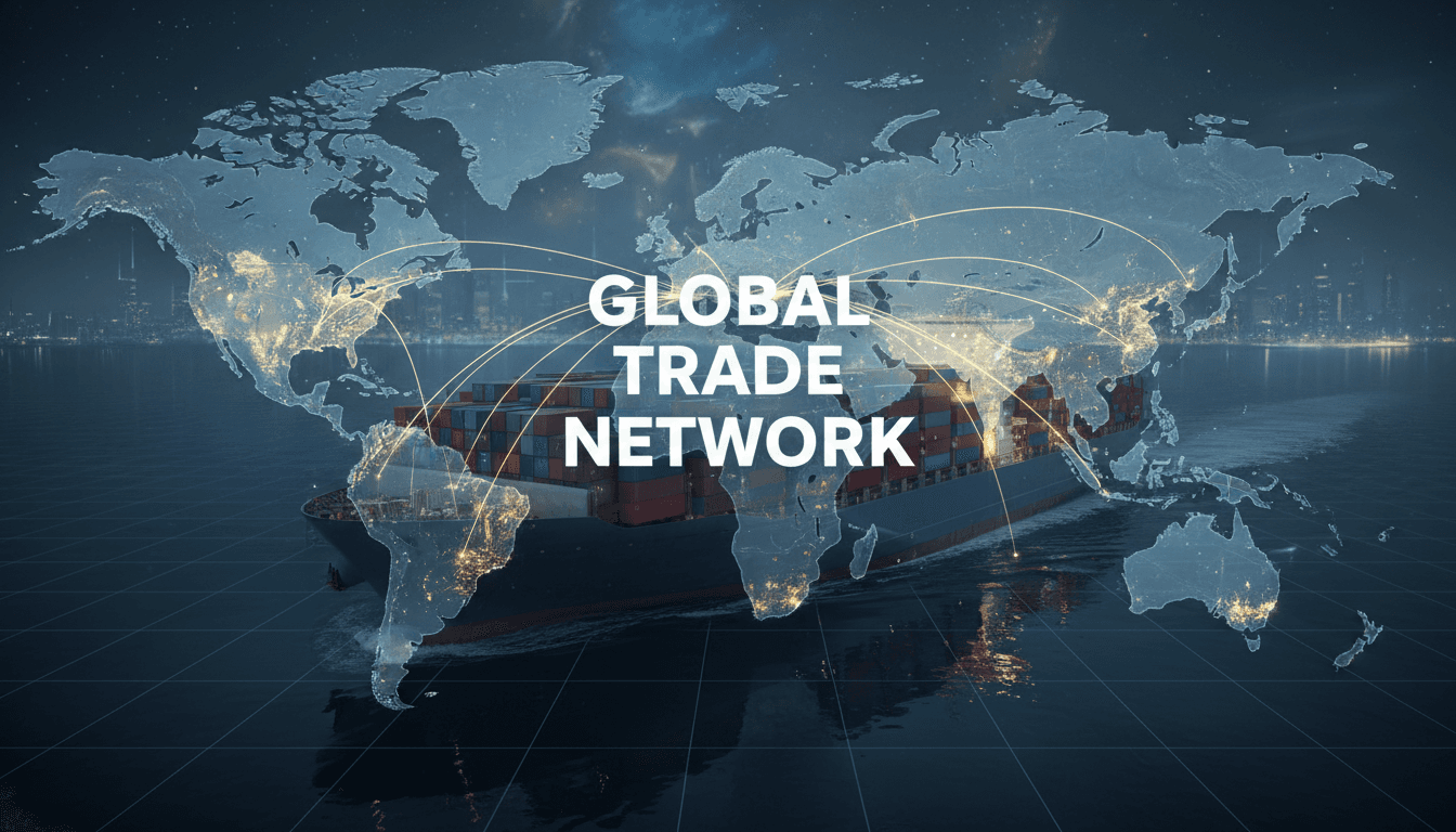 Global shipping and international trade logistics visualization